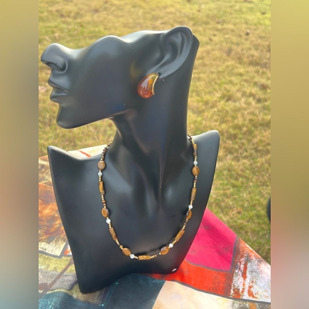 Natural Stone Gold Plated Necklace - Picture 11 of 15
